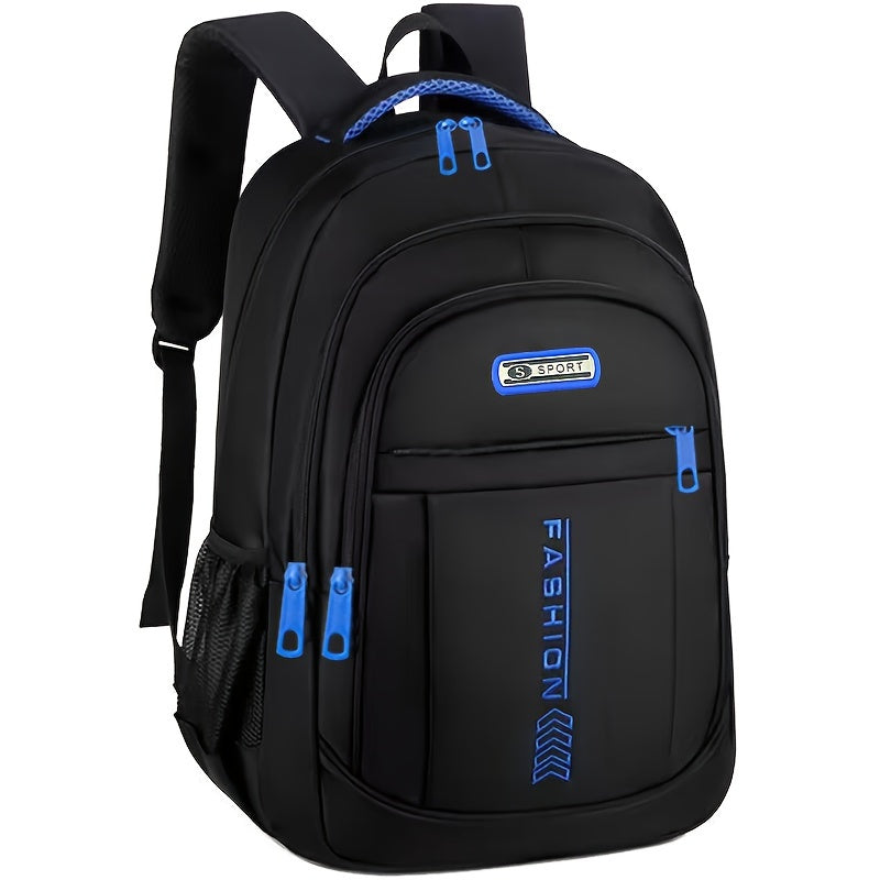 Large Capacity Fashion Preppy Style Backpack - Black Nylon Travel Laptop Bag with Tassel, Adjustable Straps, Zipper Closure, Utility Pocket, Polyester Lined, Non-Soft Shell Computer