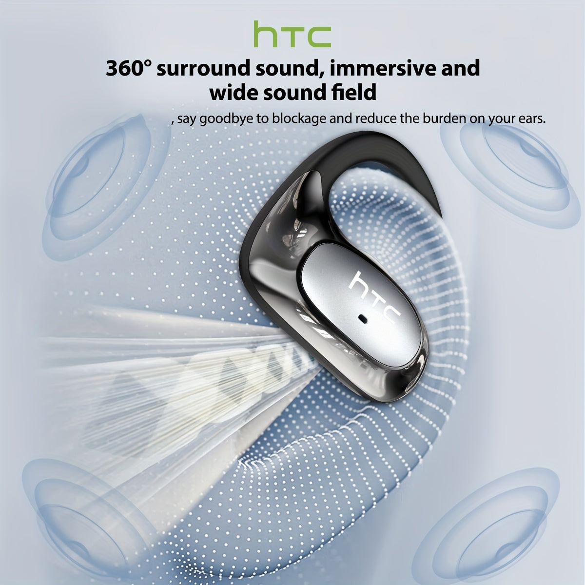 [AI Translation Earbuds] HTC NE35 AI Translation Earbuds | OWS Open-Ear Wireless Headphones, BT V6.0, Noise Reduction, 6.5H Battery, Big Speaker