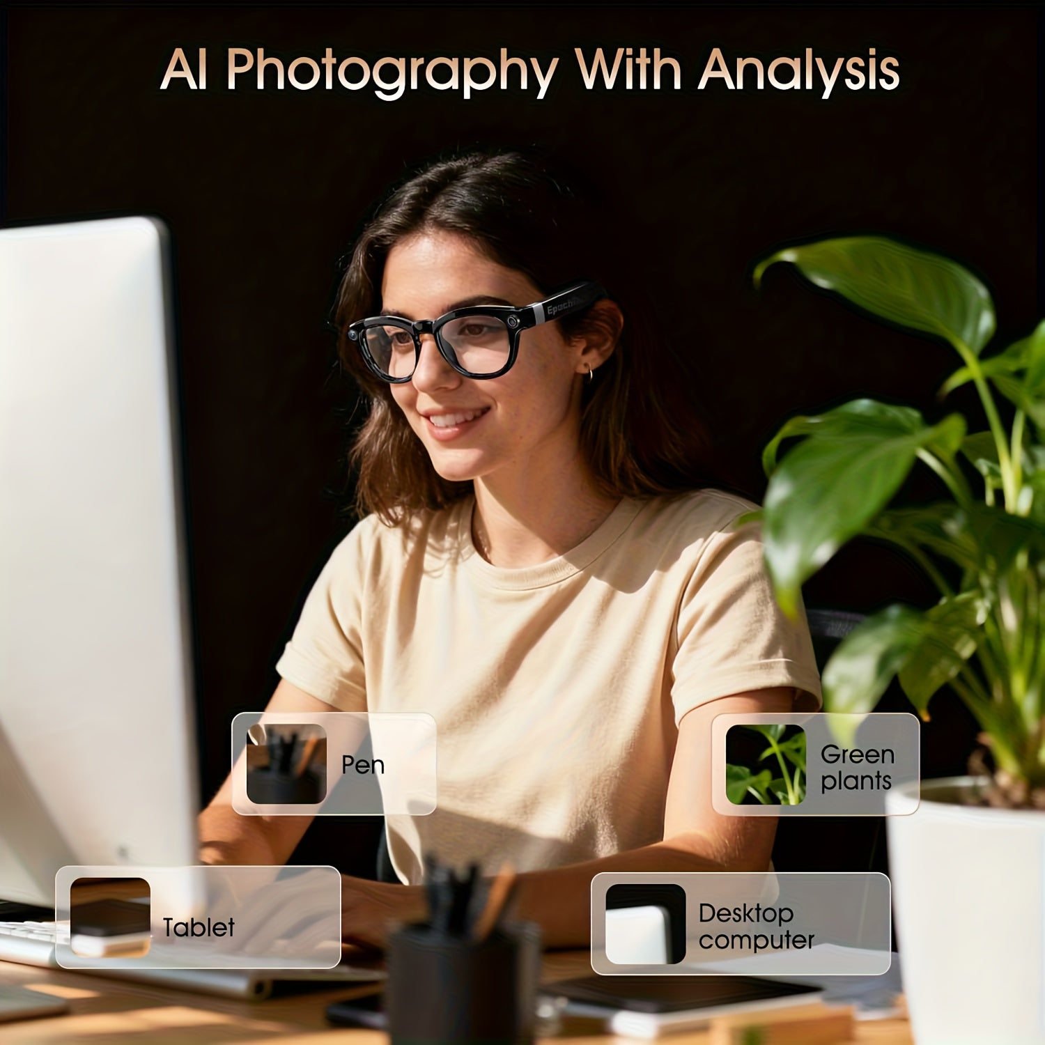 AI Video Smart Glasses, 8-megapixel High-definition Camera, AI Real-time Translation + 4K Video Recording + Action Camera + Wireless Call, Travel FPV Recording, Vlog Shooting - Christmas Gift