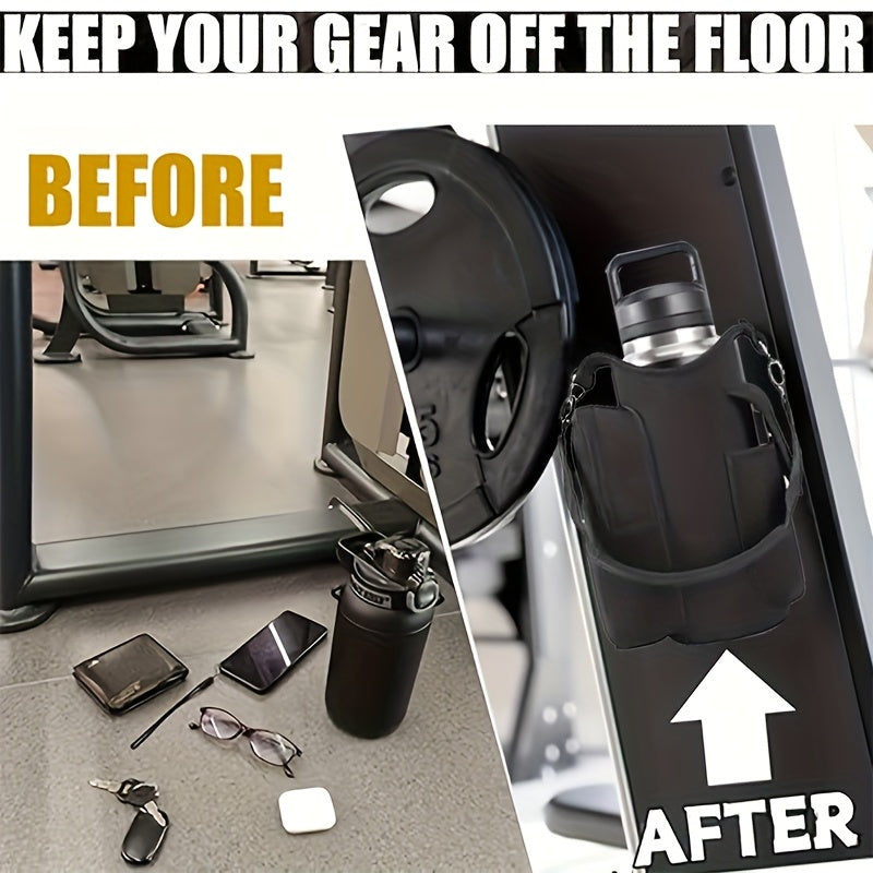 Multifunctional Fitness Magnetic Bag | Water Bottle Holder, Adjustable Shoulder Strap and Phone Pocket - Perfect for Gym and Outdoor Activities, Built-in 6 Magnets, Gym Accessory Organizer | Secure Zipper Pouch, Fitness Equip