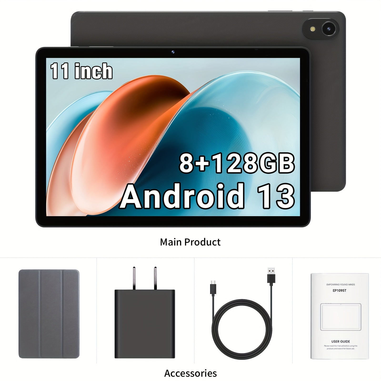 11-inch Business Tablet with Case | Android 14 | 8GB+4GB RAM & 128GB eMMC Storage | Octa-Core Processor | 7000mAh Battery, Dual Cameras, WiFi 6 | LCD Display, Stereo Speakers, USB-C | Perfect for Work, Study & Multimedia, Ver
