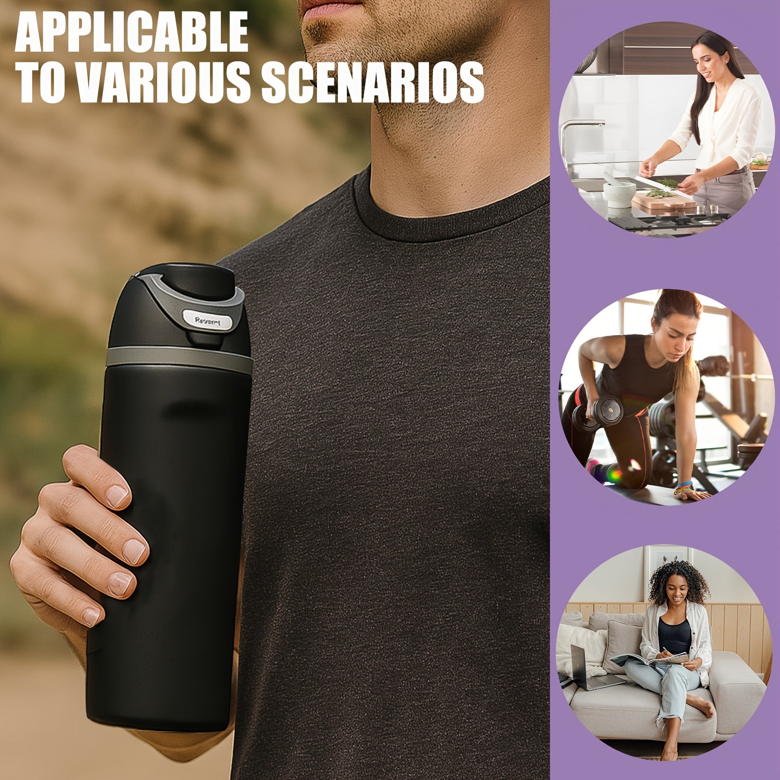 1pc 19/24/32oz Double-layer Insulated Cup, 304 Stainless Steel Flip-top Water Cup, 12 Hours Heat Retention/ 24 Hours Cold Retention, Leak-proof Design, Kitchen And Home Drink Cup