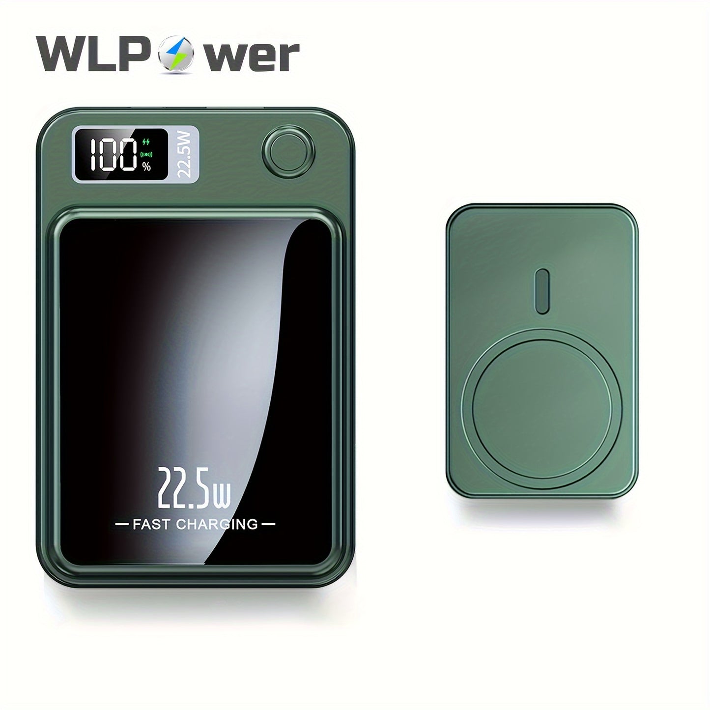 WLPower Portable Charger, 5000mAh/10000mAh High-Speed Magnetic Wireless Power Bank, Mini Battery Pack, 22.5W Fast Charging, LED Power Display, And USB/Type-C Ports For IPhone 16/15 Pro/14 Max/13/12, For Android Phones, Valent