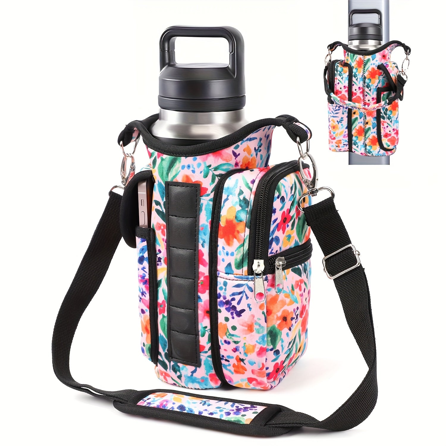 Multifunctional Fitness Magnetic Bag | Water Bottle Holder, Adjustable Shoulder Strap and Phone Pocket - Perfect for Gym and Outdoor Activities, Built-in 6 Magnets, Gym Accessory Organizer | Secure Zipper Pouch, Fitness Equip