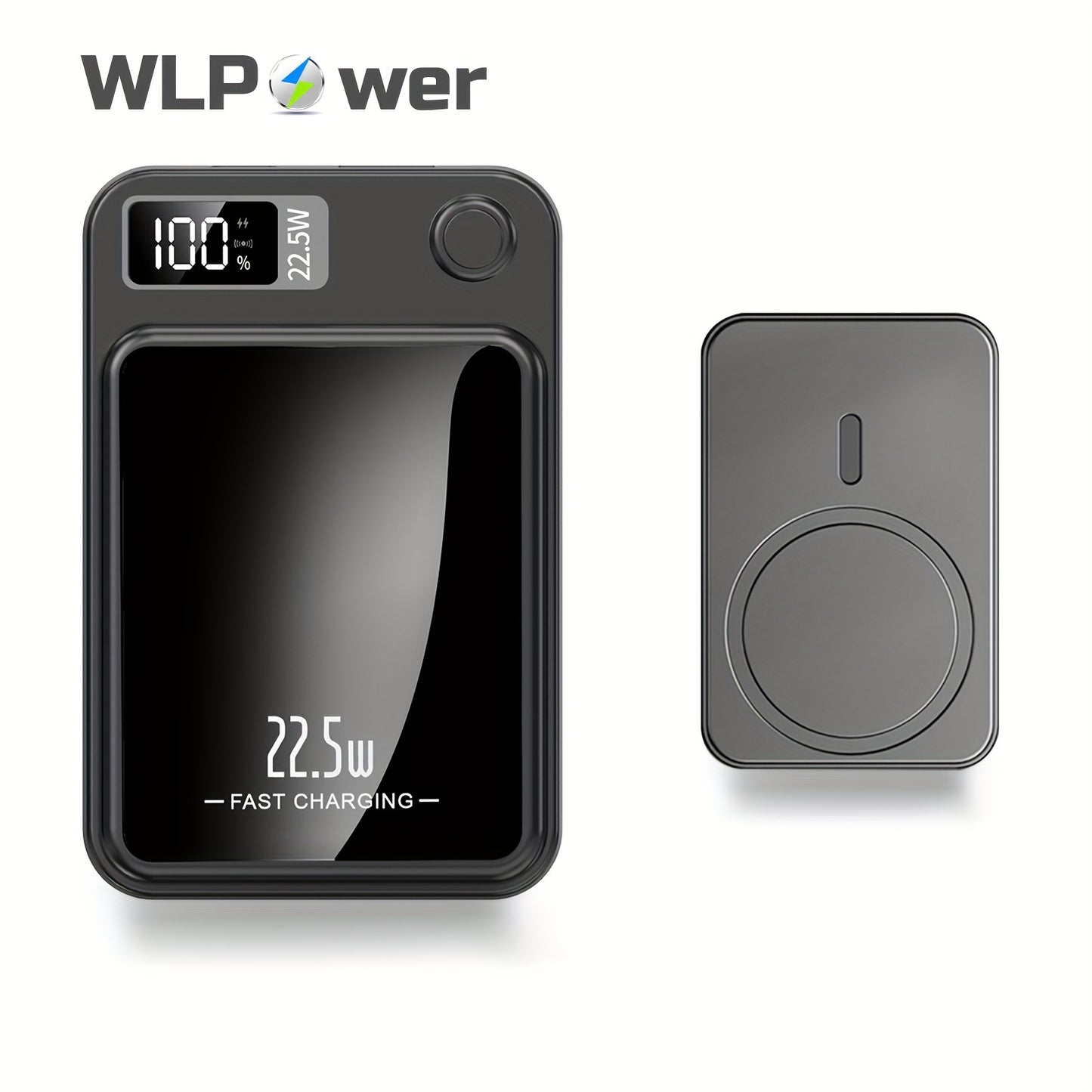 WLPower Portable Charger, 5000mAh/10000mAh High-Speed Magnetic Wireless Power Bank, Mini Battery Pack, 22.5W Fast Charging, LED Power Display, And USB/Type-C Ports For IPhone 16/15 Pro/14 Max/13/12, For Android Phones, Valent