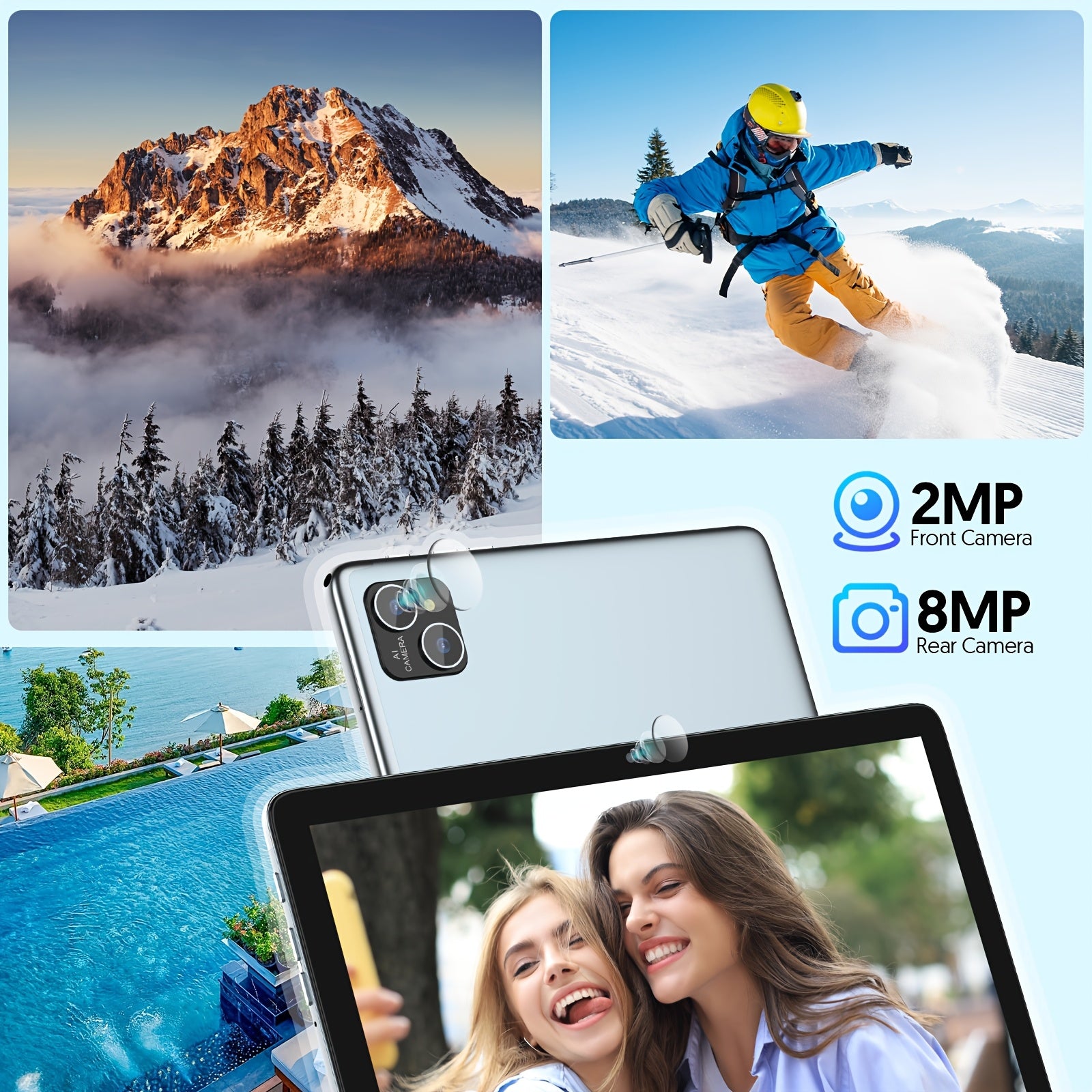 10, 1-Inch Android 14 Tablets with 128GB Storage And 8GB RAM (Expandable by 4GB), 1TB Expansion Capability, Powered by an Eight-Core CPU, Featuring an 8000Mah Battery, 5G Wifi 6, Dual Cameras (2MP And 8MP), 1280X800 FHD IPS D - iBrightCS