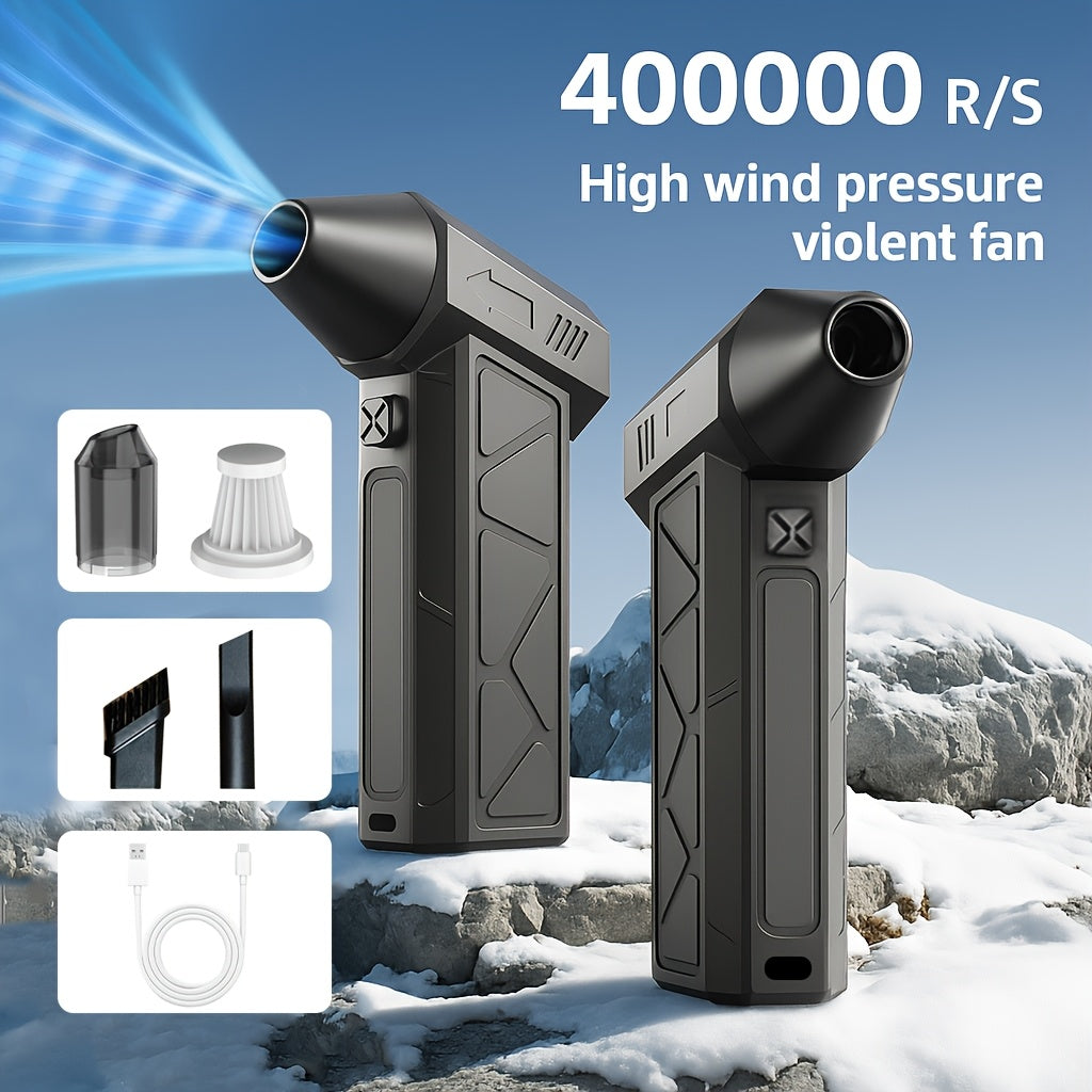 Compressed Air Blower - Mini Turbo Fan With Digital Display, 400000 Wireless Electric Cleaning Fan, Powerful Dust Removal For Keyboard And Computer, Dual Power USB/ Battery, Suitable For Home And Car Use, Handheld Turbo Fan C - iBrightCS