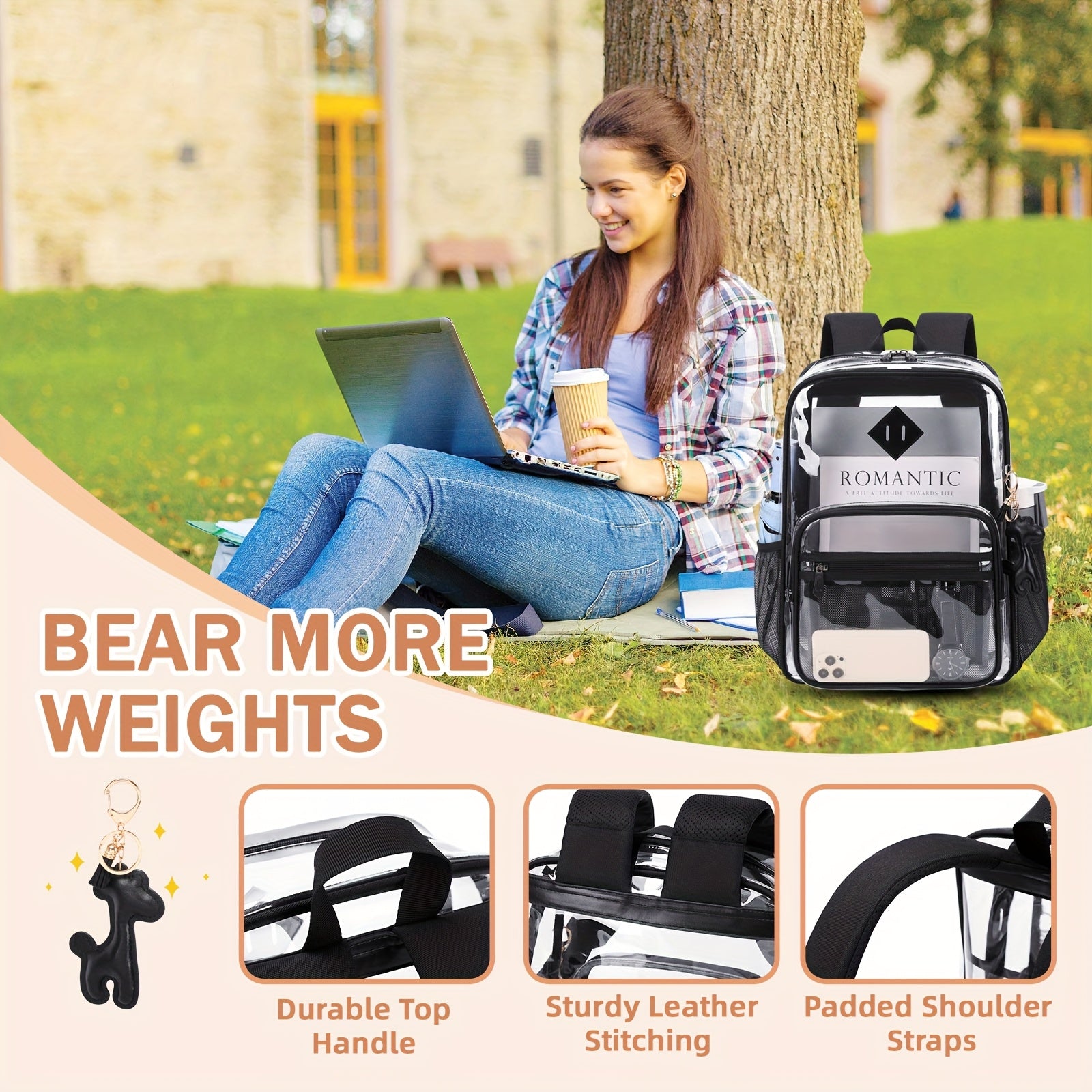 Backpacks Fashion Leisure Backpacks Go Out Transparent Student Backpacks TPU Multi-function Large Capacity Women'S Schoolbags - iBrightCS