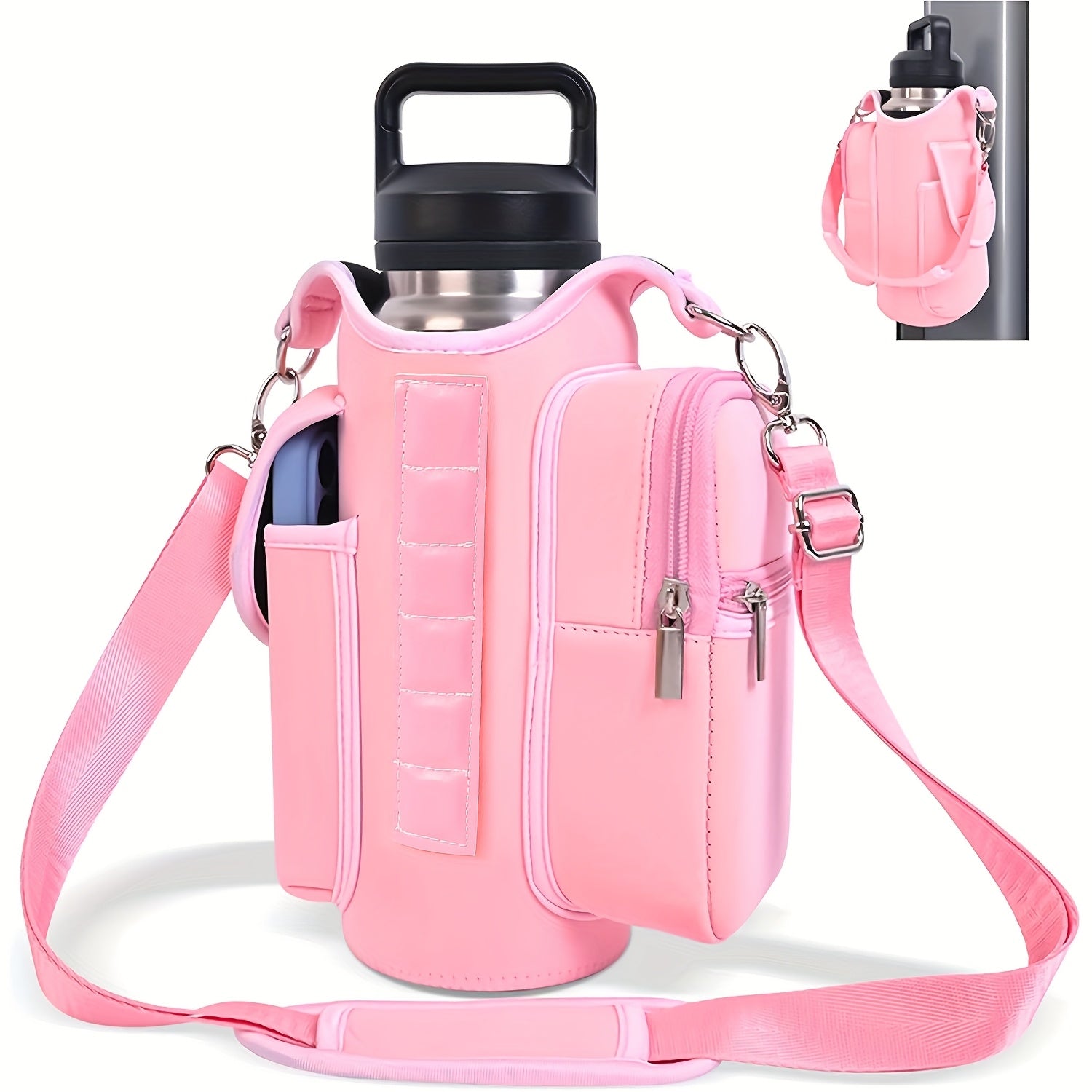 Multifunctional Fitness Magnetic Bag | Water Bottle Holder, Adjustable Shoulder Strap and Phone Pocket - Perfect for Gym and Outdoor Activities, Built-in 6 Magnets, Gym Accessory Organizer | Secure Zipper Pouch, Fitness Equip