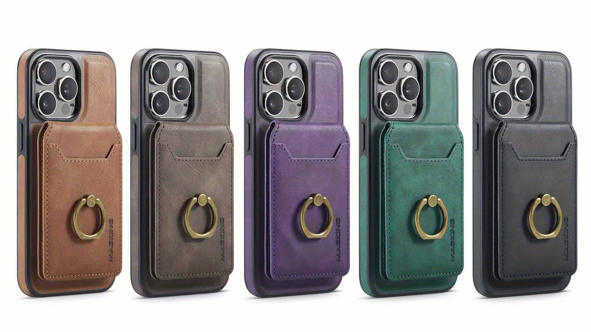 [1pc 2-In-1Phone Case] Detachable Phone Case Compatible with Wireless Charging Magnetic Card Slots Holder Wallet Kickstand Cover for iPhone 16/15/14/13/12 Pro Max Plus with RFID Blocking And Flexible Ring Camera Protective Ca - iBrightCS