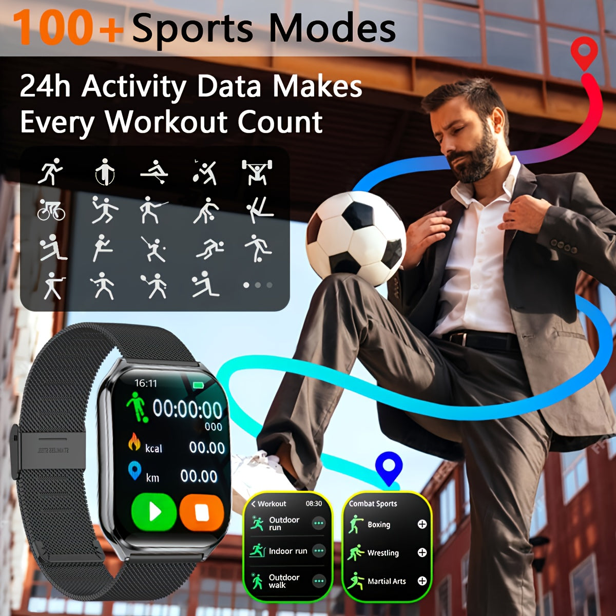 DAORKOW Slim 1.96-inch AMOLED Smartwatch, HD Resolution, High Quality, Wireless 5.2, Multi-sport Mode Music And Call Capabilities, Alloy Body, Silicone Strap, Rechargeable Lithium Polymer Battery for iPhone And Android - iBrightCS