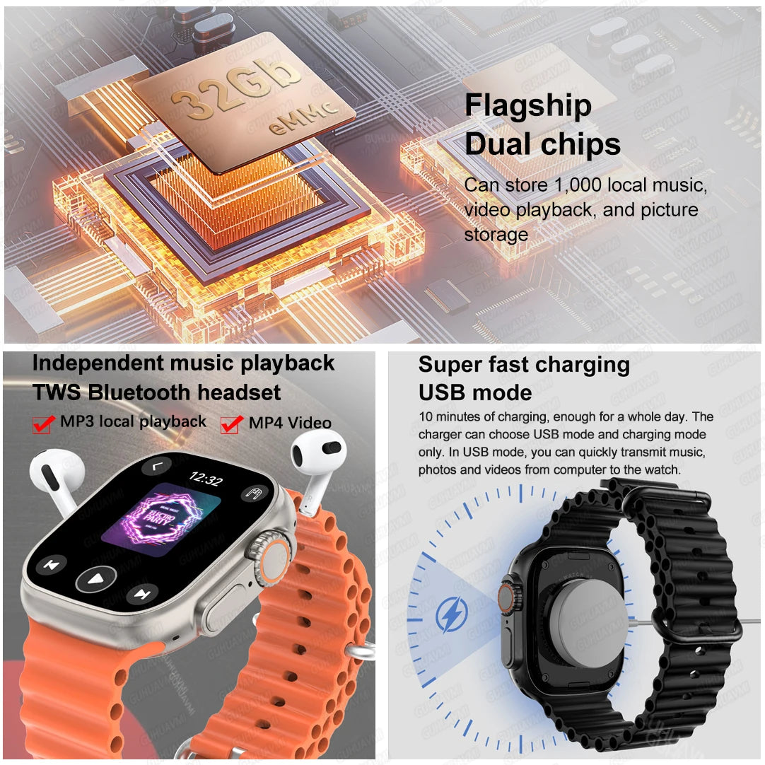 Fashion NEW DT Ultra 3 32GB Smart Watch Google Map Music Video Player HD Bluetooth Call APP Store NFC Smart AI Voice Sport Watch - iBrightCS