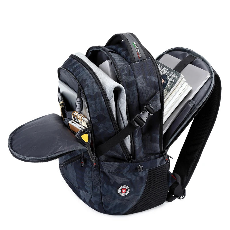 2025 New Waterproof Man Backpack Fit 17inch Laptop USB Charging Backpack Women Oxford Travel Male Bag Vintage School Bag Mochila - iBrightCS