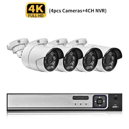 Gadinan 4/8CH 4K POE Ultra FHD Full Color Video Surveillance System 8MP H.265 NVR Audio IP Outdoor Security CCTV Cameras Kit Set