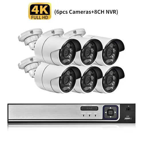 Gadinan 4/8CH 4K POE Ultra FHD Full Color Video Surveillance System 8MP H.265 NVR Audio IP Outdoor Security CCTV Cameras Kit Set