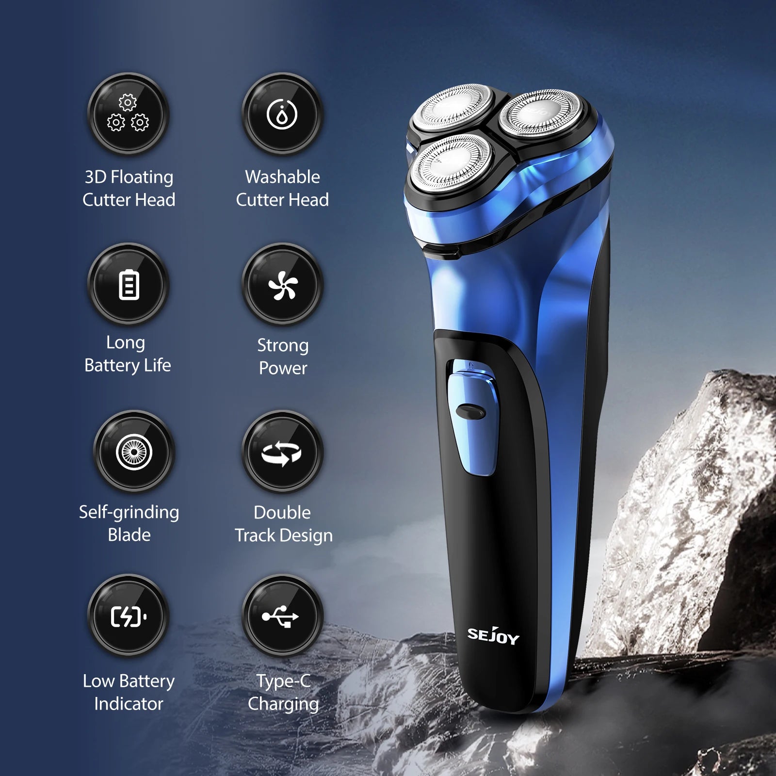 Portable Sejoy electric beard trimmer and travel shaver