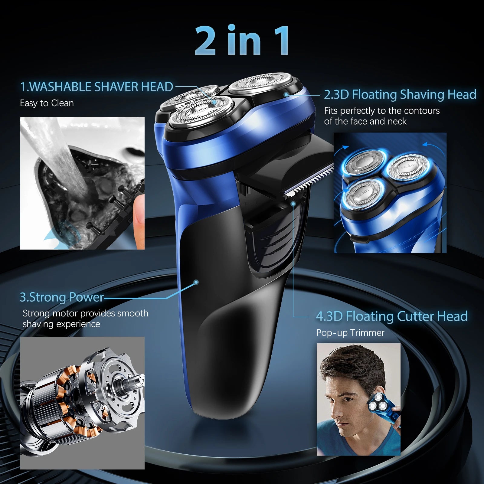 Rechargeable Sejoy rotary electric razor gift for men