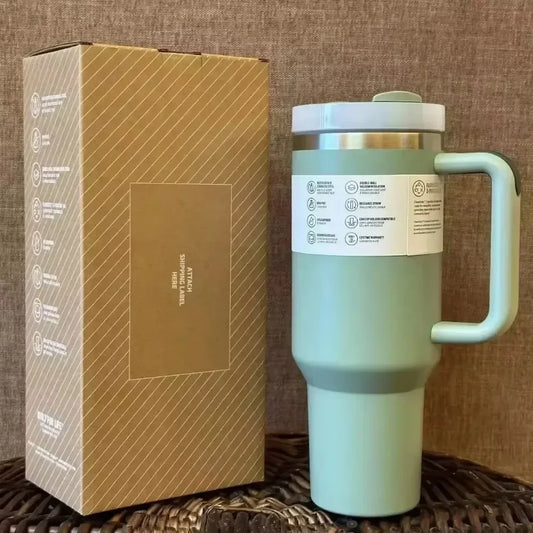 2025 Handle Straw Lid Stainless Steel 30oz/40oz Vacuum Insulated Car Mug Double Wall Thermal Iced Stainless Travel Cup