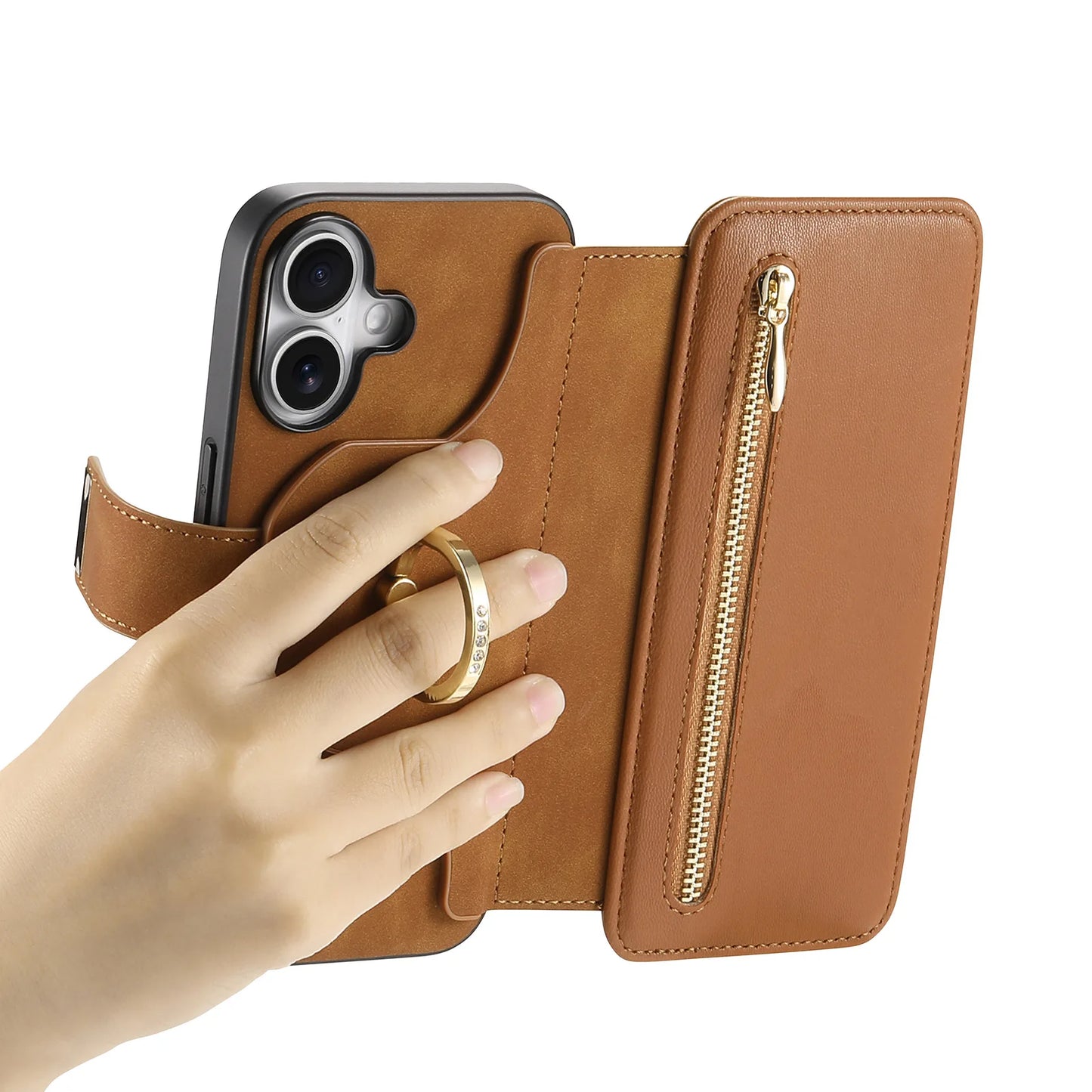 2 in 1 Zipper Wallet Case - iPhone 11 12 13 15 Pro Max 14 Plus & XS XR 8