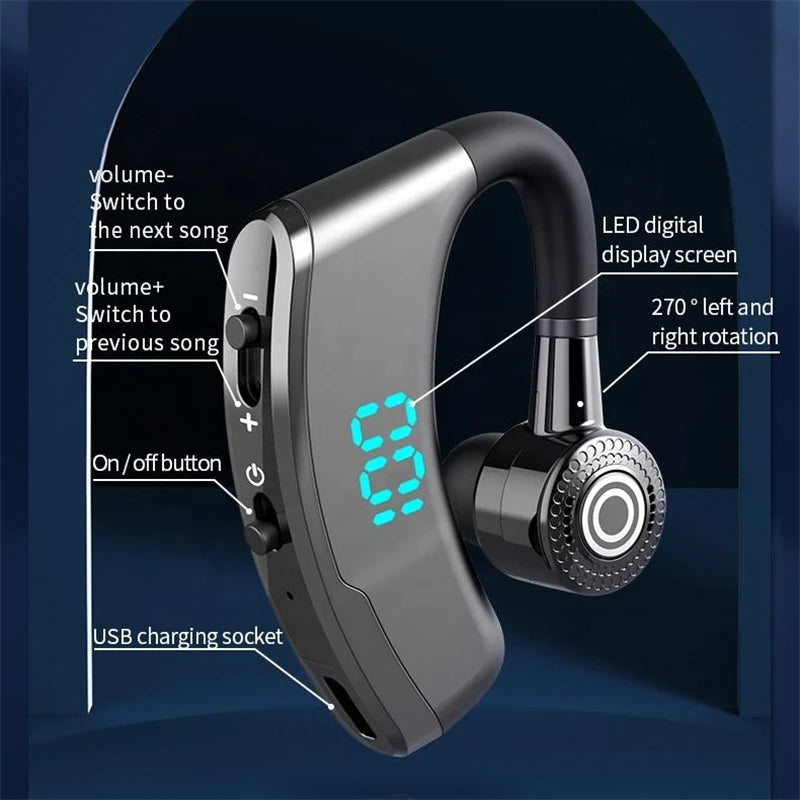 Bluetooth Earphone Wireless Headphones Waterproof Stereo Hanging Ear Business Headset  Long standby Bass Earbuds Sports Noise HD - iBrightCS