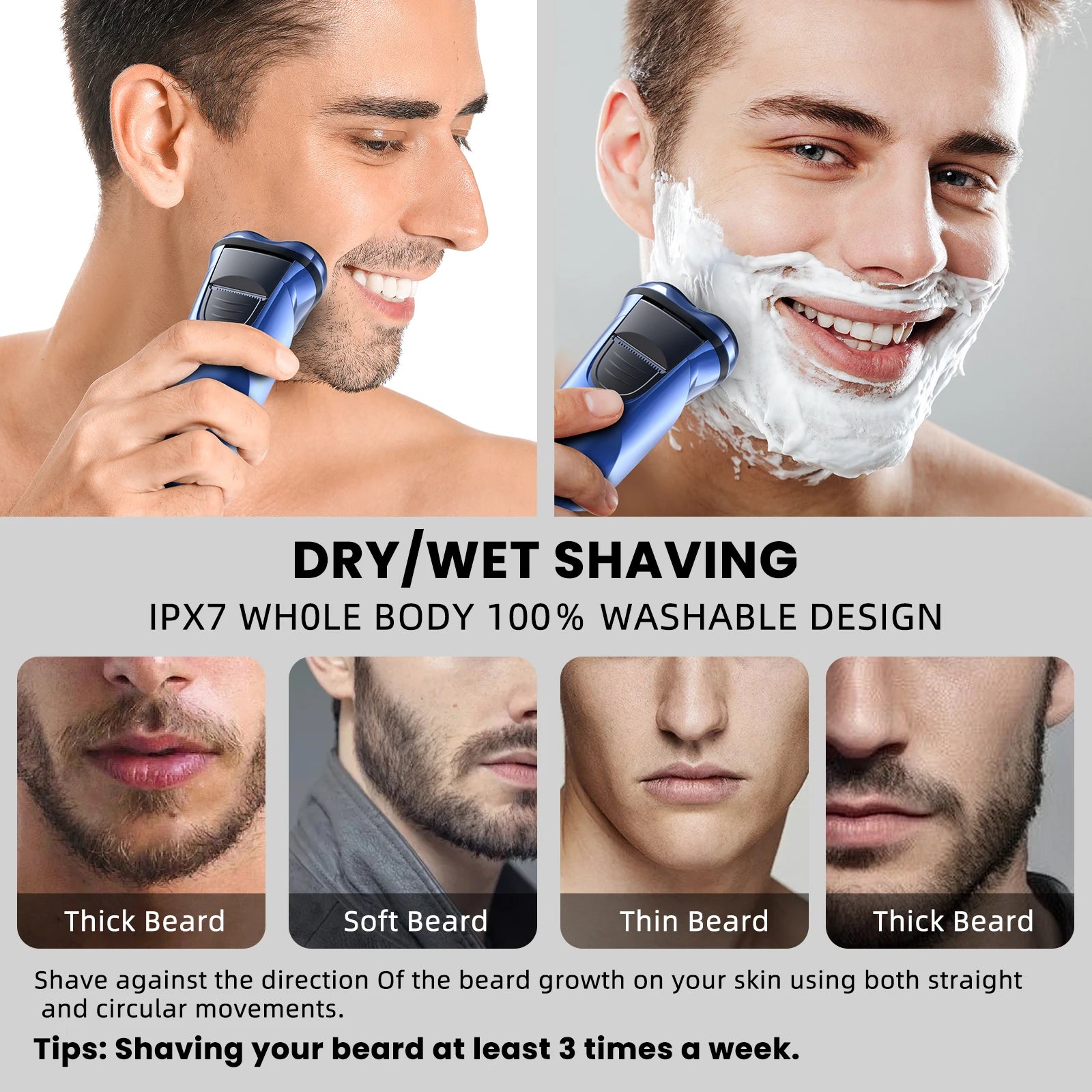 Sejoy Electric Razor for Men Rechargeable Electric Shavers Rotary Portable Travel Razor Idea Gift Beard Trimmer