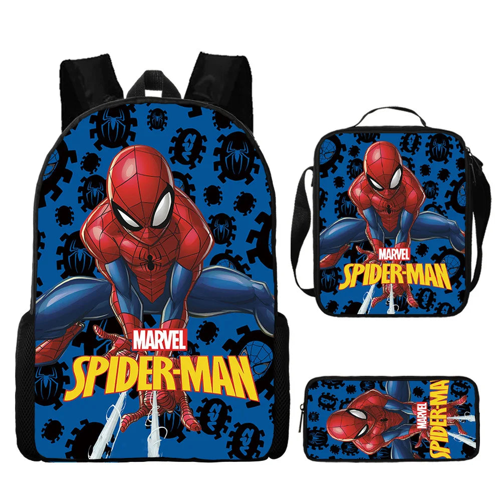 Disney 3pc Backpack Set Large Capacity Boy's Schoolbag Spider Man Shoulder Bag Pen Case Fashion Bag Student Gift