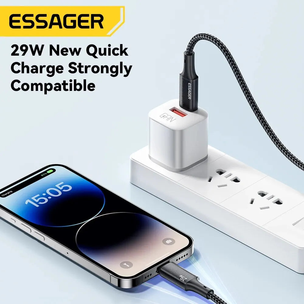 Type C Cable For iPhone 14 13 12 11 Pro Max XS Xr PD 29W Fast Charge Charger Lightning Wire Cord For iPad Macbook