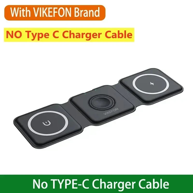 3 in 1 Magnetic Wireless Charger Dock Stand for MagSafe iPhone 16 15 14 13 12 Pro Max Apple Watch 10 9 8 7 AirPods Fast Charging