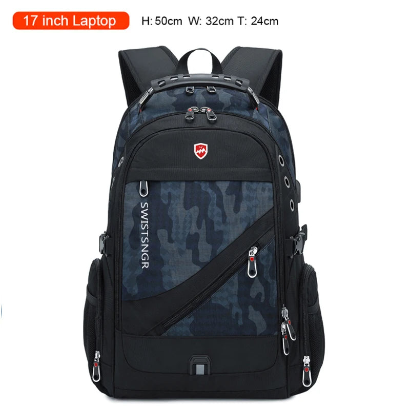 2025 New Waterproof Man Backpack Fit 17inch Laptop USB Charging Backpack Women Oxford Travel Male Bag Vintage School Bag Mochila - iBrightCS