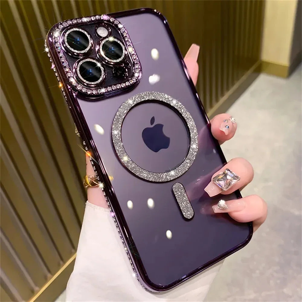 2024 New Fashion Glitter Diamond Transparent Case - iPhone 16 Pro Max
