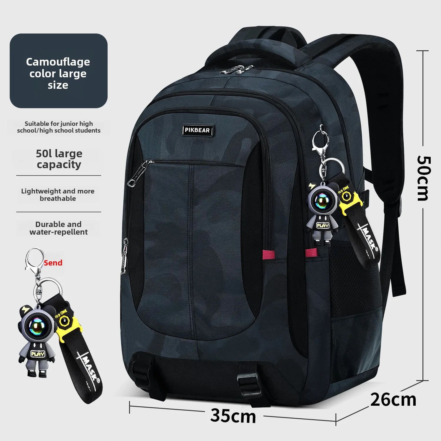 Astronaut pendant Orthopedic Men Laptops Backpack Teenages Camouflage Schoolbag Primary Waterproof Backpacks student School Bags - iBrightCS