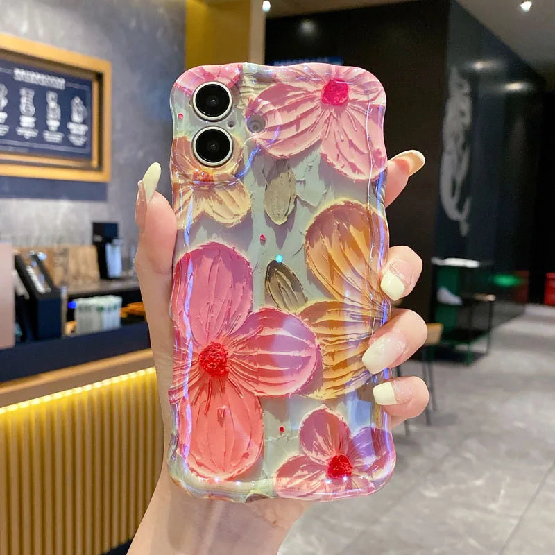 Luxury 3D Flower Anti Knock Back Case for iPhone 15 Pro Max 14 13 Pro Protective Cover for iPhone 16 Pro Max 15 14 13 12 11 Capa - iBrightCS