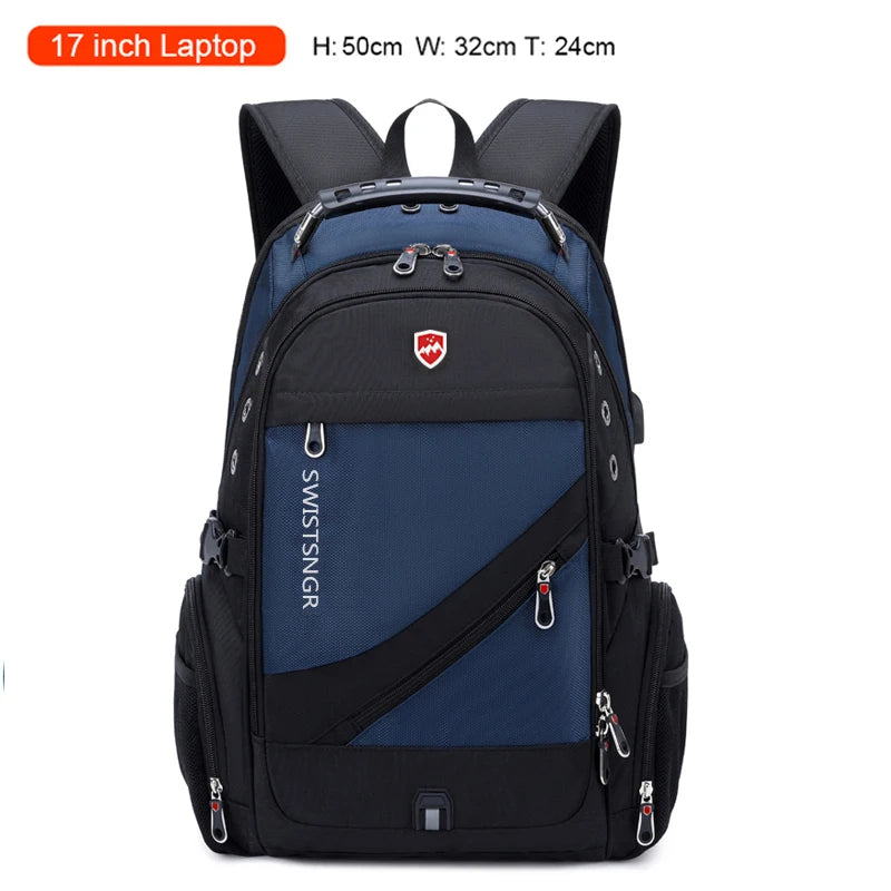 2025 New Waterproof Man Backpack Fit 17inch Laptop USB Charging Backpack Women Oxford Travel Male Bag Vintage School Bag Mochila - iBrightCS