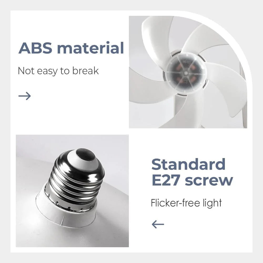 Socket Fan Light with Remote, Ceiling Fan with Lights E27 Screw, 3 Color Temperatures LED, 3 Speed, for Bedroom, Kitchen