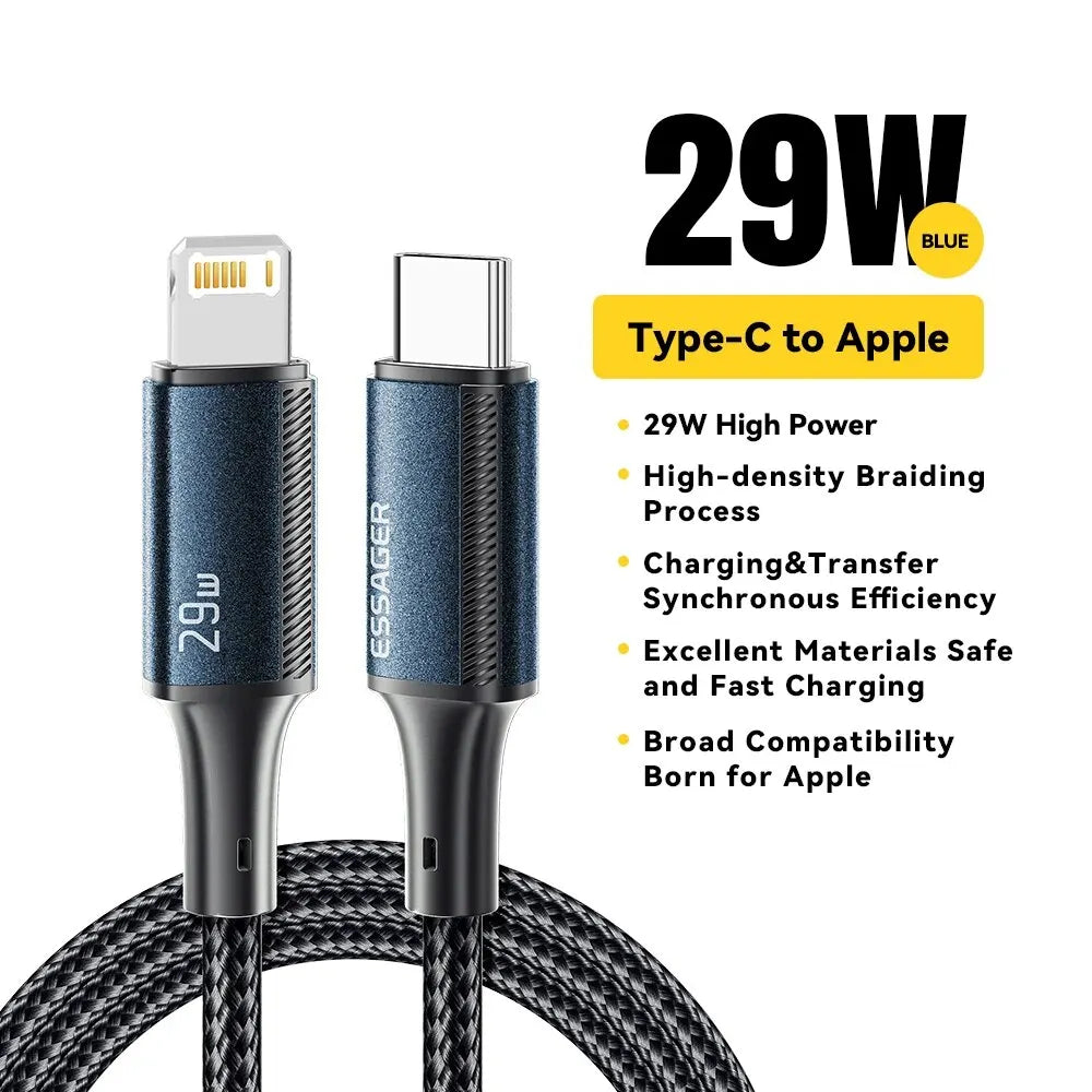 Type C Cable For iPhone 14 13 12 11 Pro Max XS Xr PD 29W Fast Charge Charger Lightning Wire Cord For iPad Macbook