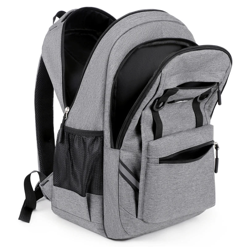 Stylish large-capacity backpack with multiple pockets, equipped with a laptop compartment and adjustable shoulder straps, perfec