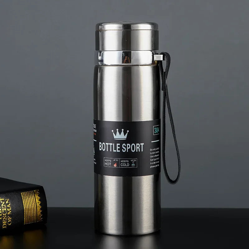 1000ml Thermal Water Bottle with Handle Vacuum Double Sports Bottle for Water Tea Coffee Insulation Cup Large Capacity Portable