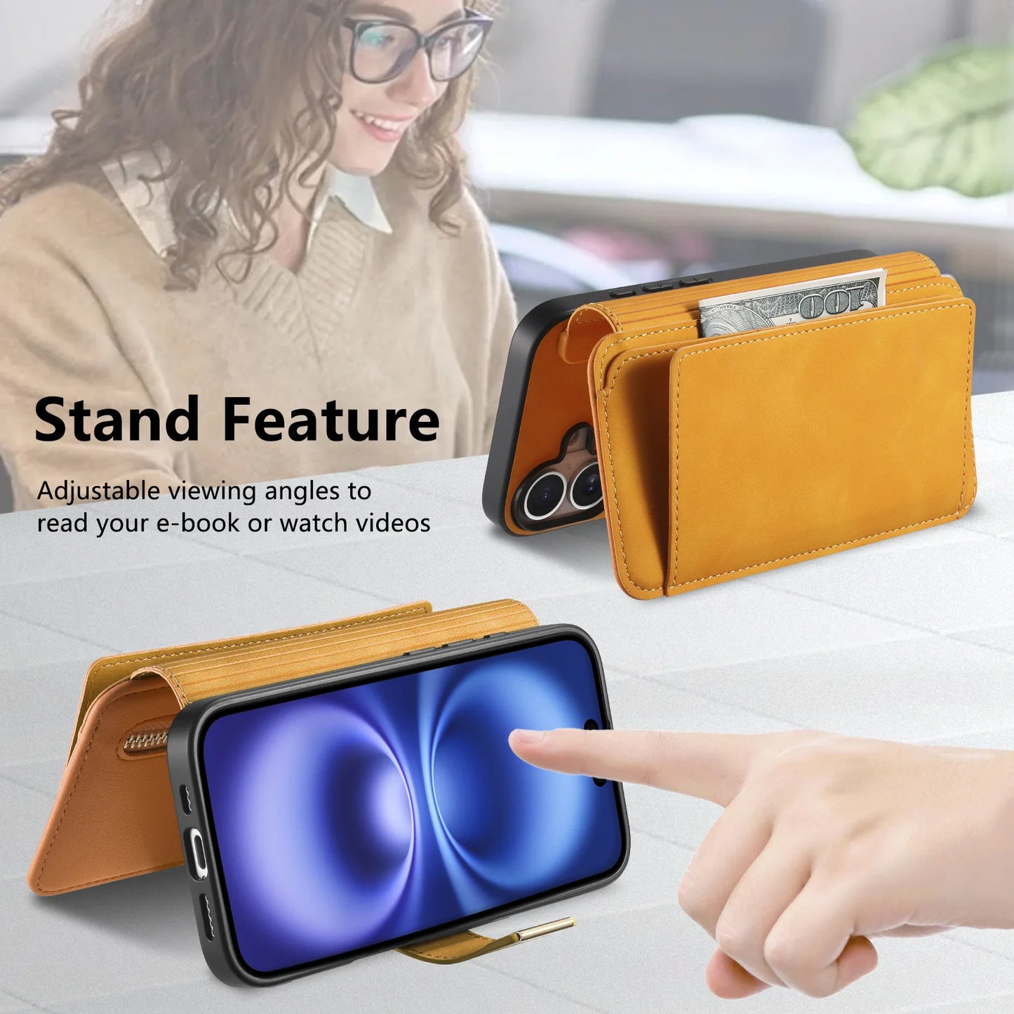 2 in 1 Zipper Wallet Case - iPhone 11 12 13 15 Pro Max 14 Plus & XS XR 8