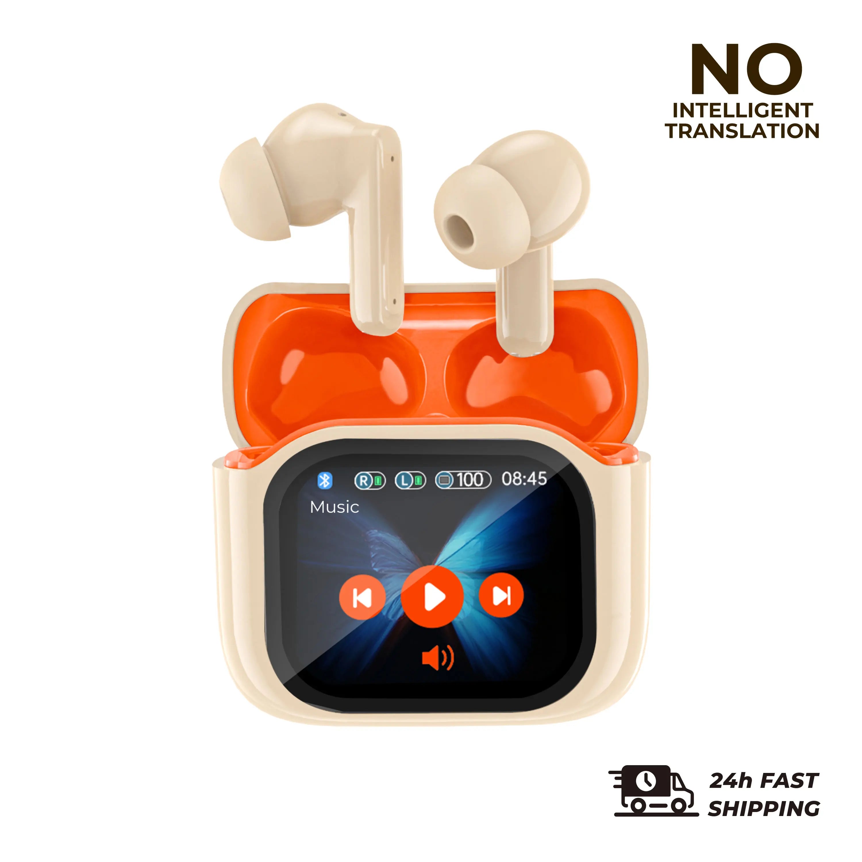 2PCS Touch Screen Translation Headphones 144 Languages Two-Way Real Time Translator Headsets Travel Business Bluetooth Earbuds - iBrightCS
