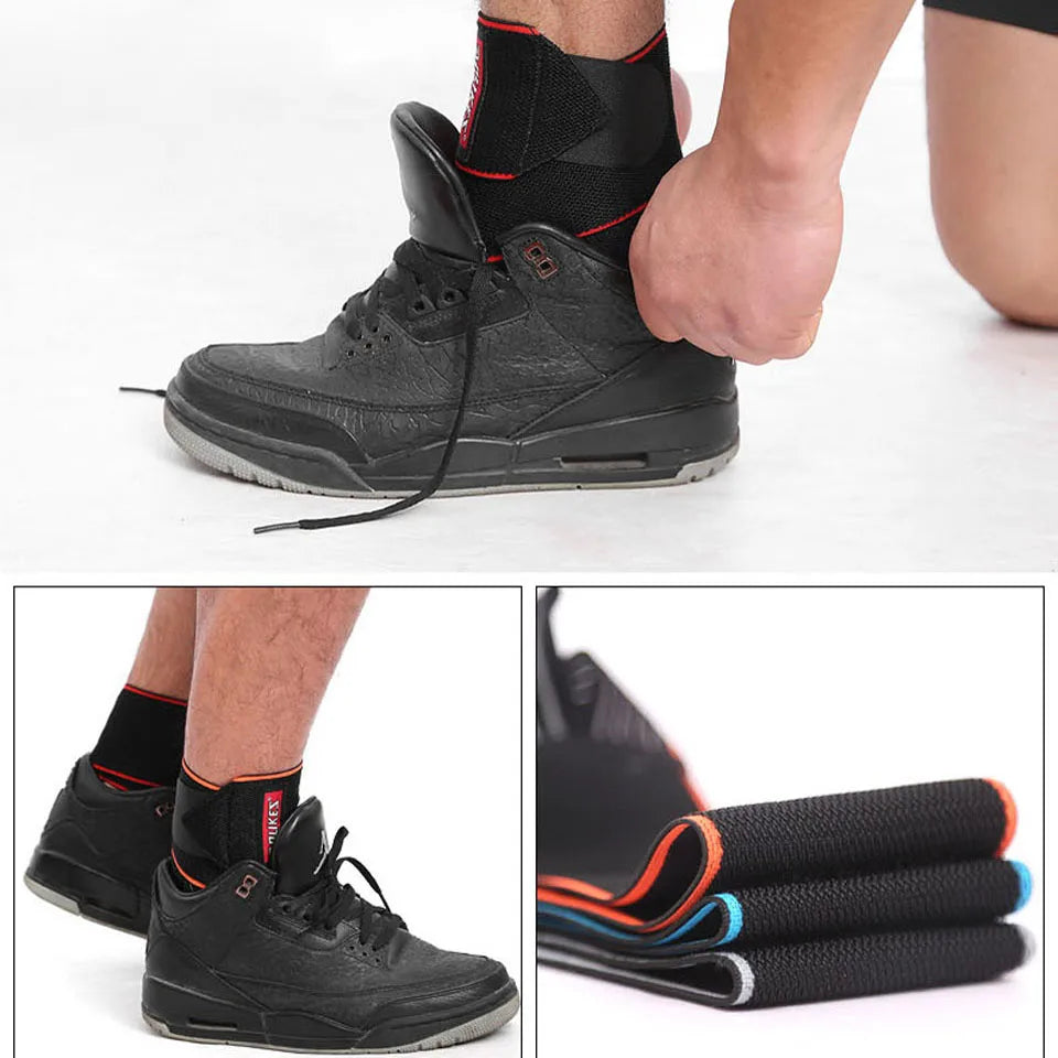 AOLIKES 1 PCS Elastic Silicone Ankle Support Brace Strap Basketball Football Ankle Brace Wraps, Adjustable Ankle Stabilizer - iBrightCS