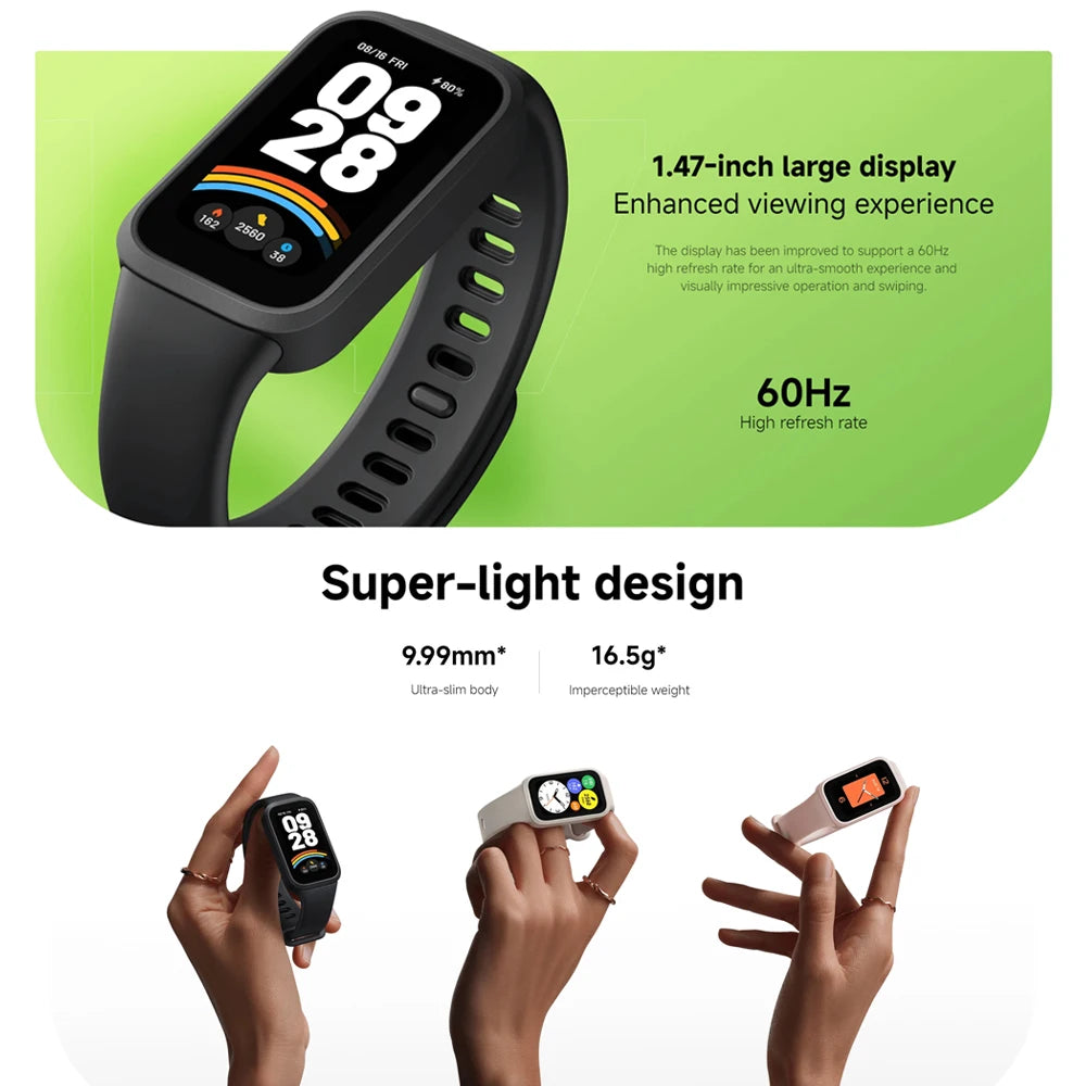 Global Version Xiaomi Smart Band 9 Active Bluetooth Smartwatch 1.47" TFT Screen 18 Days Battery Life Sports Modes Sleep Tracking