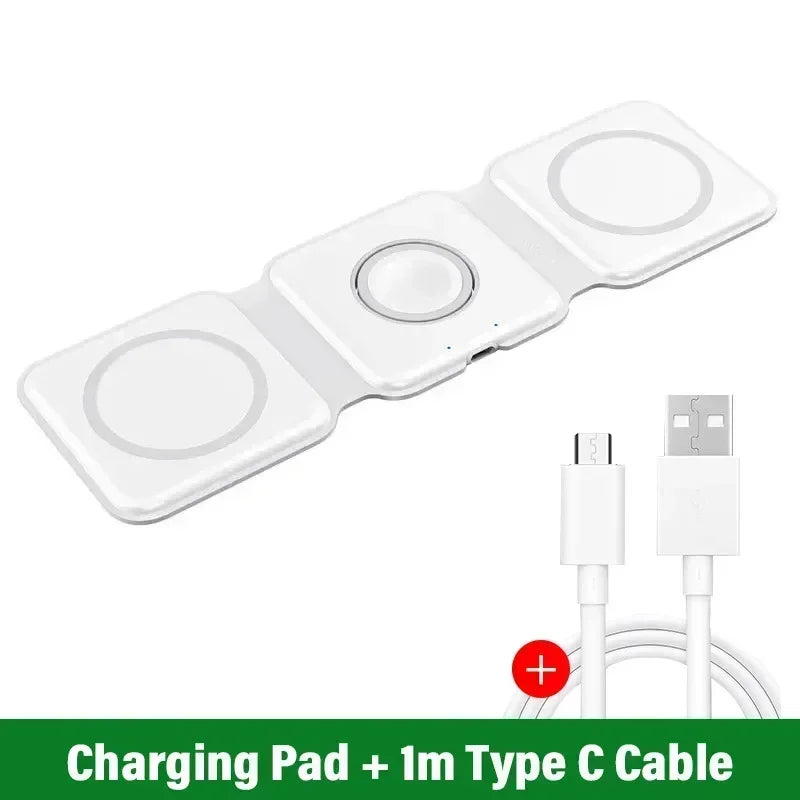 3 in 1 Magnetic Wireless Charger Dock Stand for MagSafe iPhone 16 15 14 13 12 Pro Max Apple Watch 10 9 8 7 AirPods Fast Charging