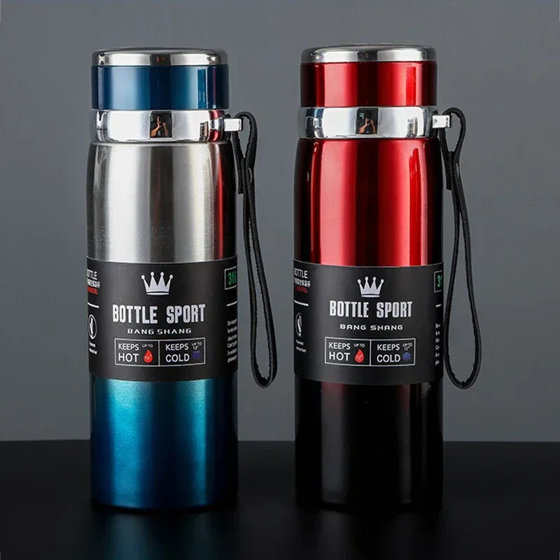 1000ml Thermal Water Bottle with Handle Vacuum Double Sports Bottle for Water Tea Coffee Insulation Cup Large Capacity Portable