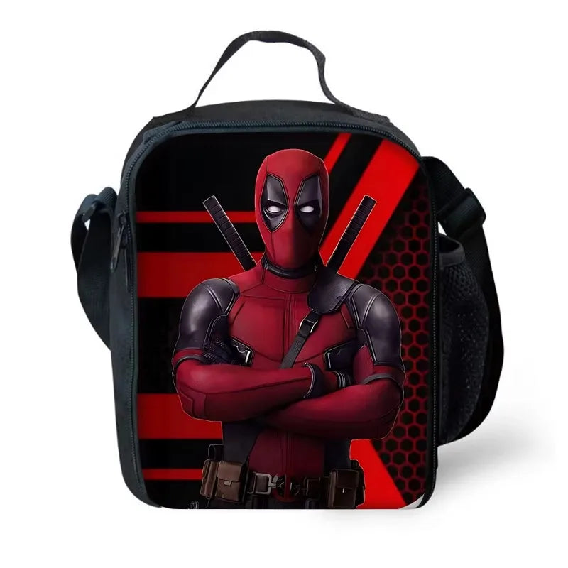 3 pcs set Deadpools Super Heroes Child School Backpack with Lunch Bags ,Pencil Bags ,School Bags for Boys Girls Best Gift