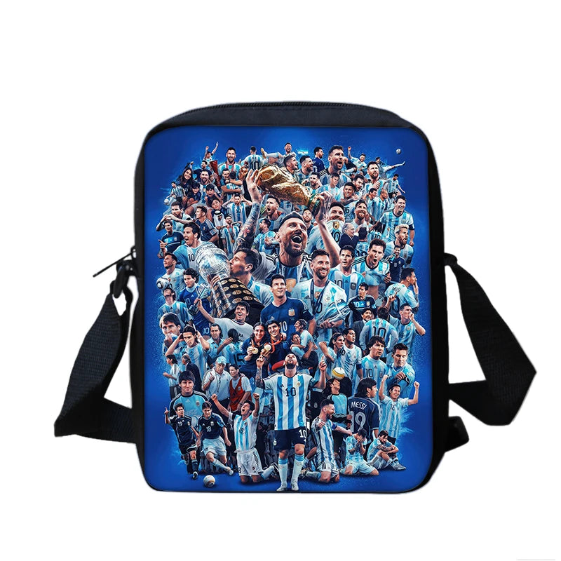 3 pcs set Football Star Child School Backpack with Lunch Bags Pencil Bags School Bags For M-Messis Boys Girls Best Gift