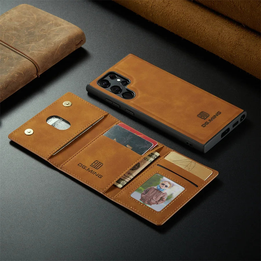 Luxury Magnetic Leather Wallet Case - Samsung Galaxy S25 Ultra S24 S23 S20 S21 S22 Plus Note 20