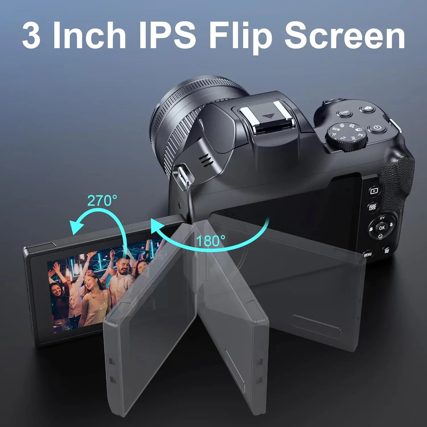 72MP Digital Cameras for Photography 4K WiFi Livestream Webcam Video Camera for YouTube 12X Optical Zoom Auto Focus Vlog Camera - iBrightCS