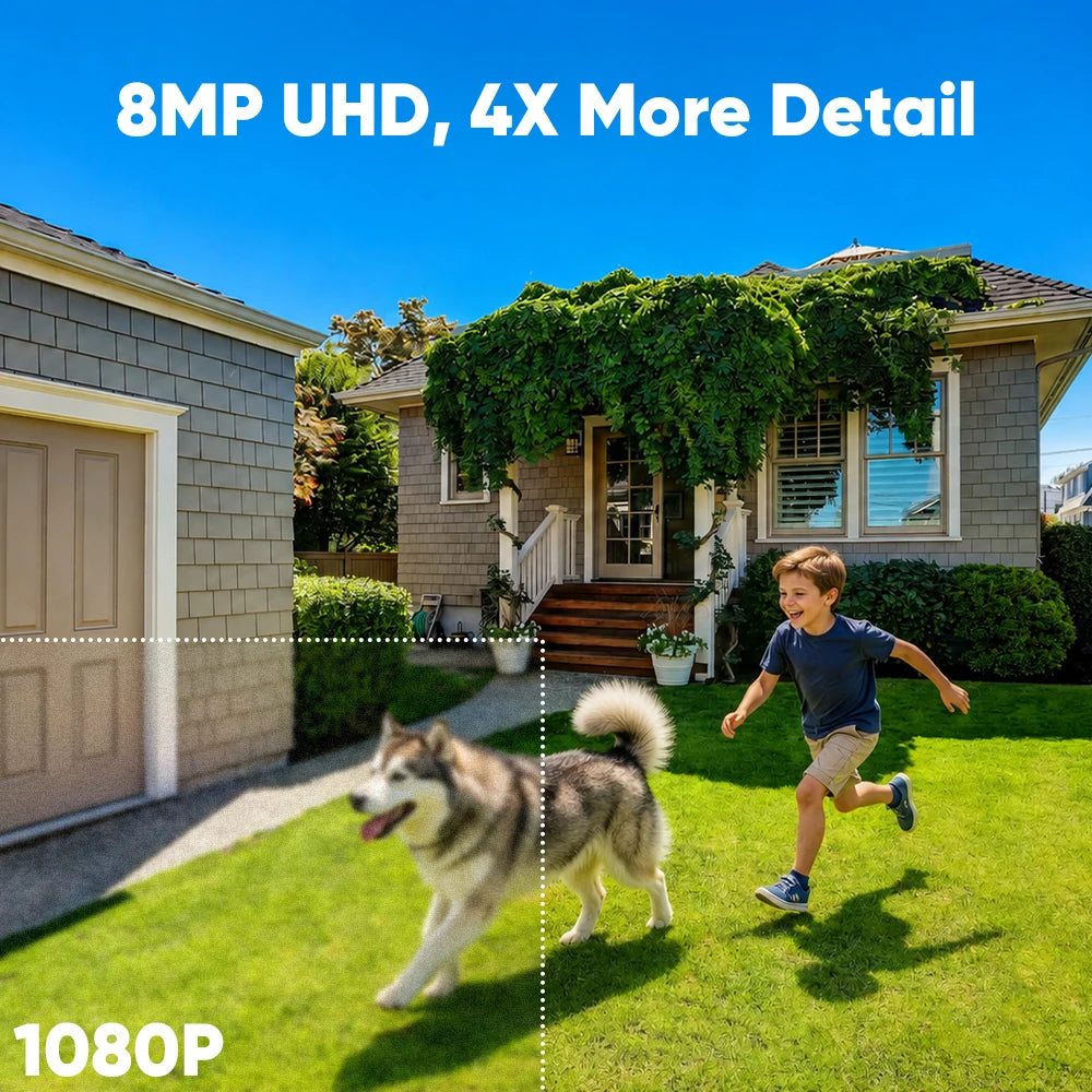 SANNCE 8MP PoE Security Camera Outdoor, 8CH NVR with 2.8mm 4K Home Surveillance Cameras, H.265 Two-Way Audio, AI Human Vehicle Detection, 128° Dual Light Night Vision CCTV Surveillance Camera ONVIF