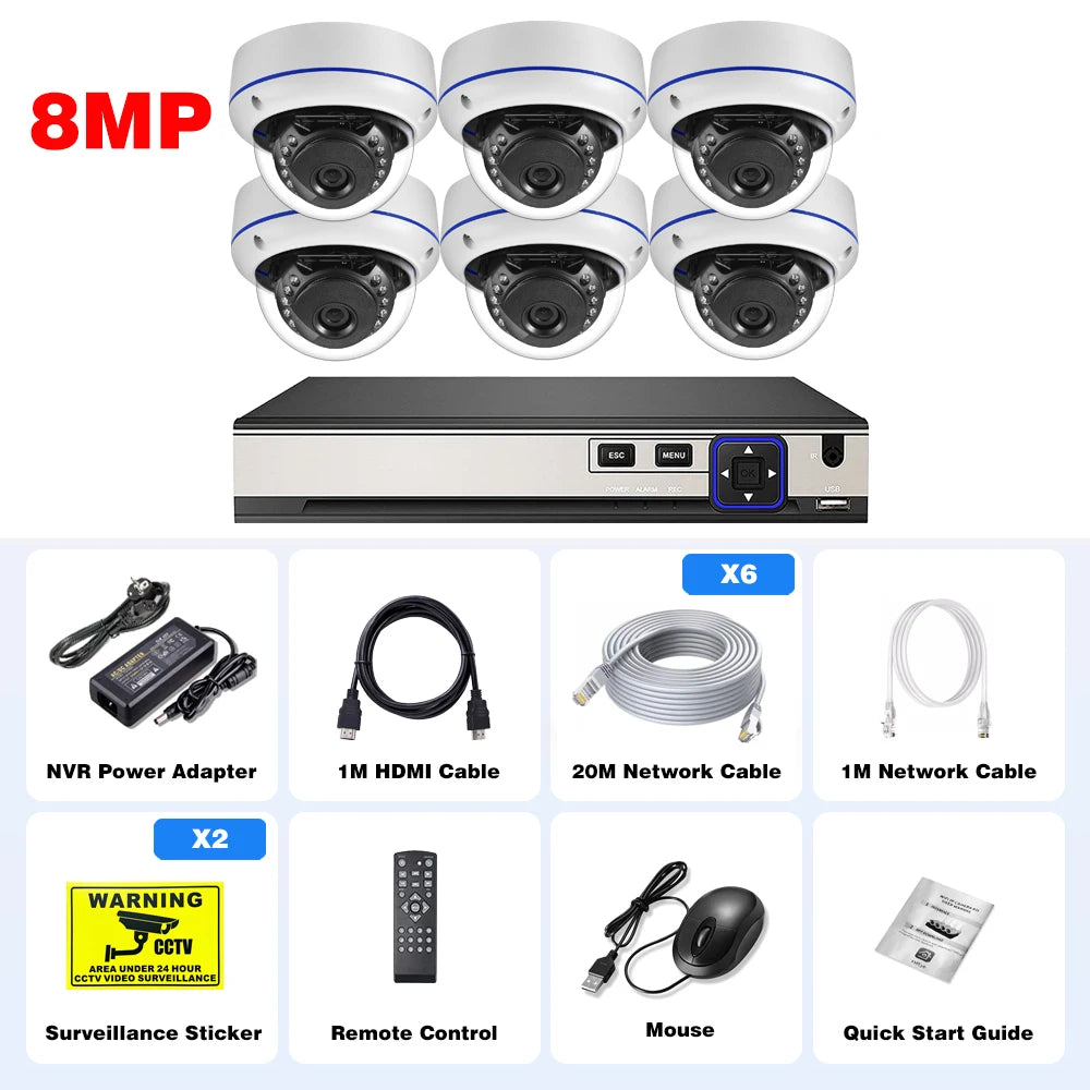 Gadinan 4K POE 10CH NVR Kit 8MP Security Vandalproof Dome Camera System CCTV Outdoor IP Home Video Kit Surveillance Camera Set