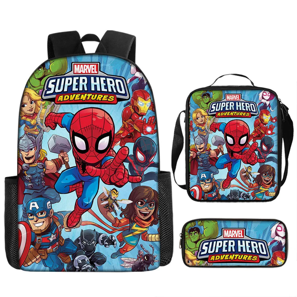 Disney 3pc Backpack Set Large Capacity Boy's Schoolbag Spider Man Shoulder Bag Pen Case Fashion Bag Student Gift